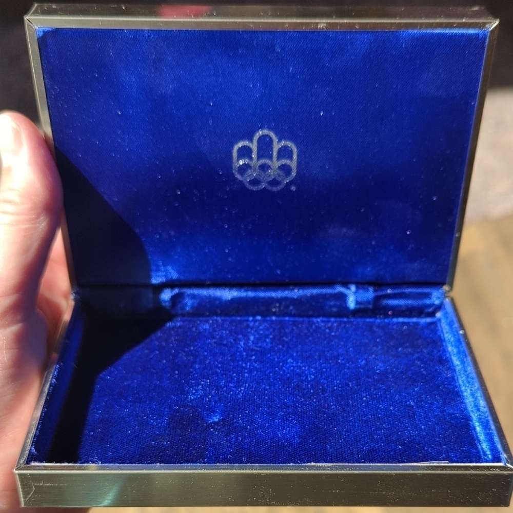 Montreal Olympics Silver and Blue Stamp Boxes